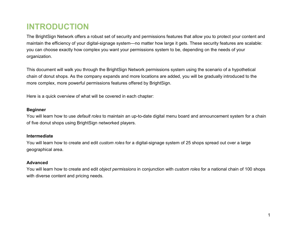 Introduction | BrightSign Network WebUI Permissions User Guide v.1.0 User Manual | Page 3 / 15