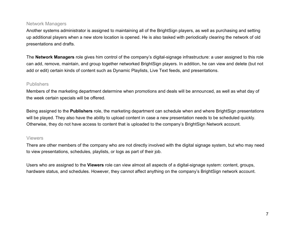 BrightSign Network WebUI Permissions User Guide v.1.0 User Manual | Page 9 / 15
