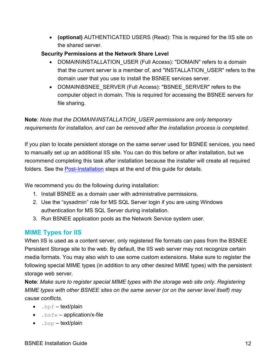 Mime types for iis | BrightSign BSNEE Installation Guide v.4.0 User Manual | Page 15 / 30