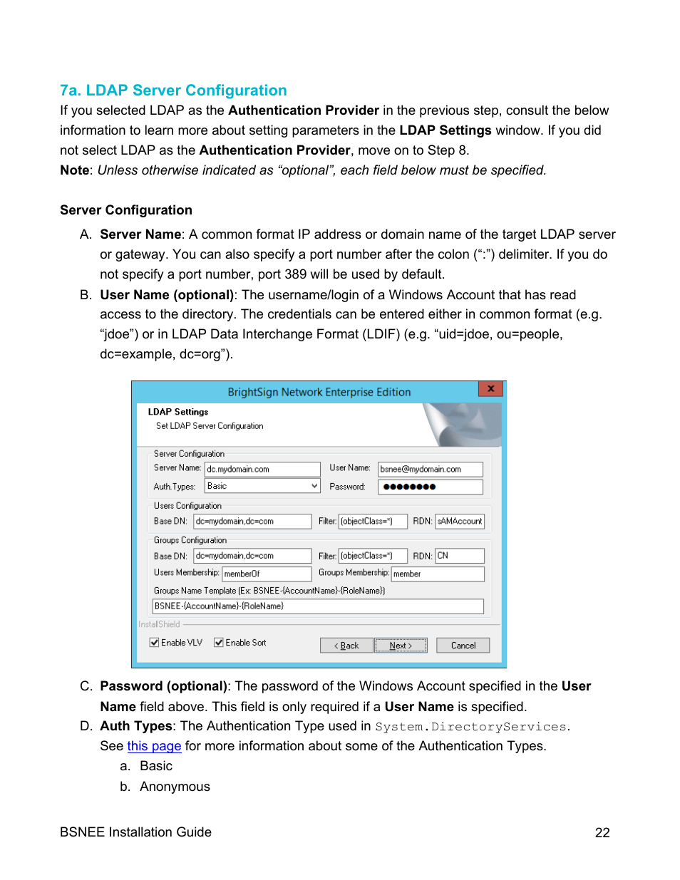 7a. ldap server configuration | BrightSign BSNEE Installation Guide v.4.0 User Manual | Page 25 / 30