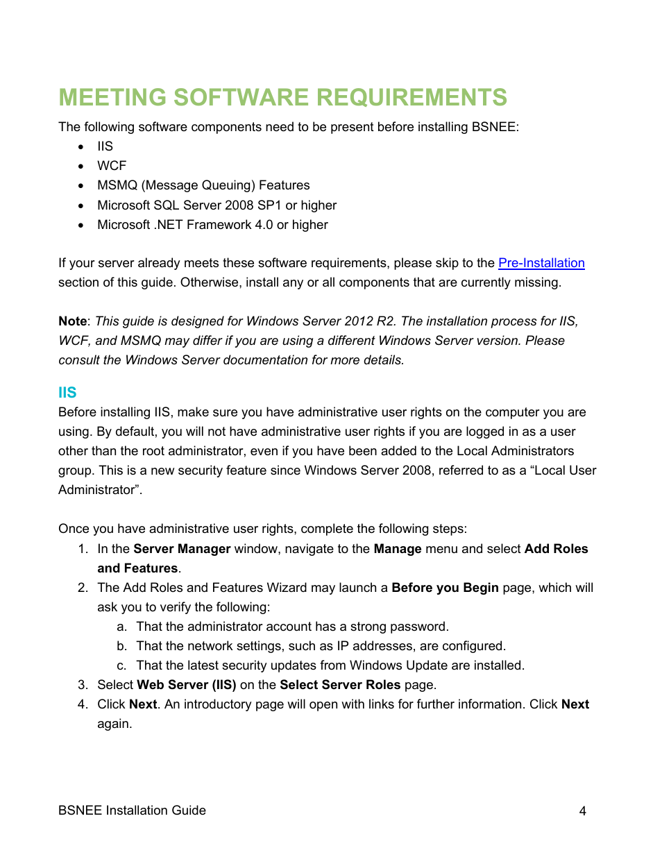 Meeting software requirements | BrightSign BSNEE Installation Guide v.4.0 User Manual | Page 7 / 30