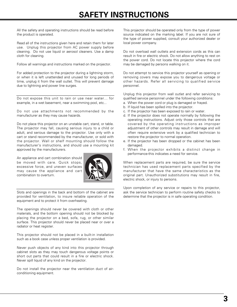 Safety instructions, 3safety instructions | Canon LV-7575 User Manual | Page 3 / 63