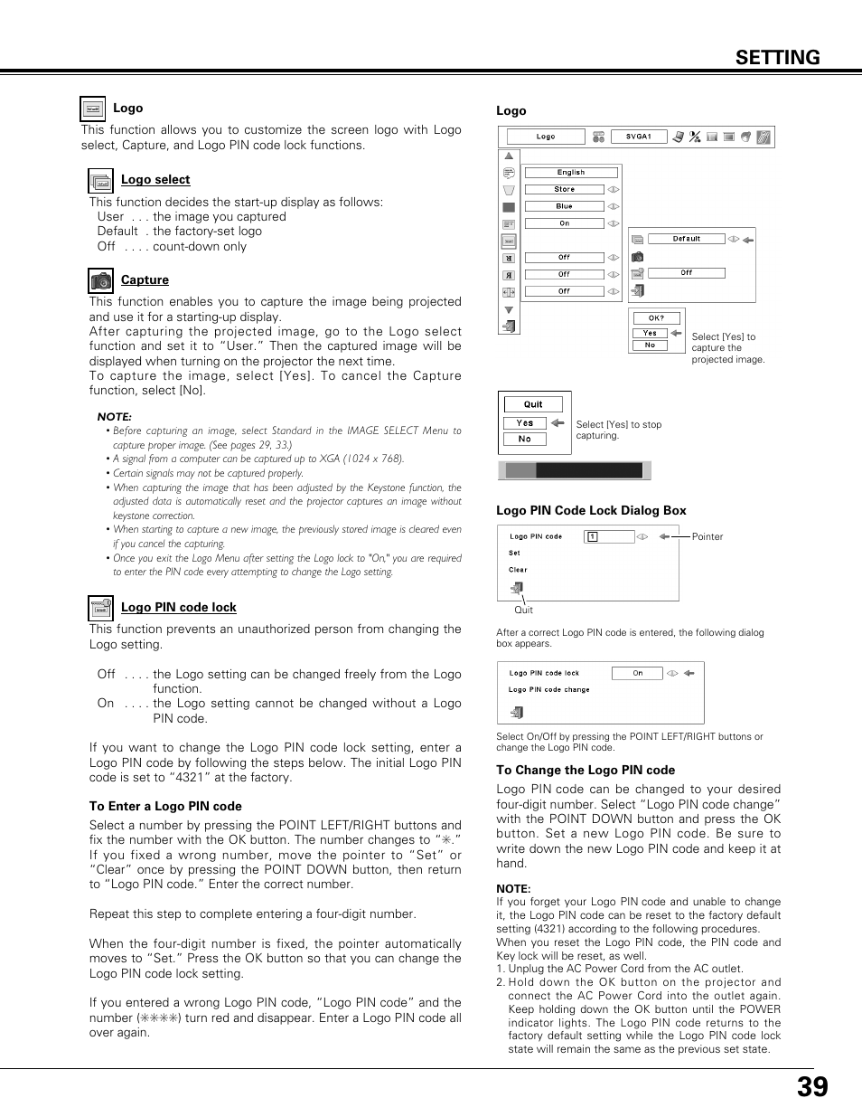 Setting | Canon LV-7575 User Manual | Page 39 / 63