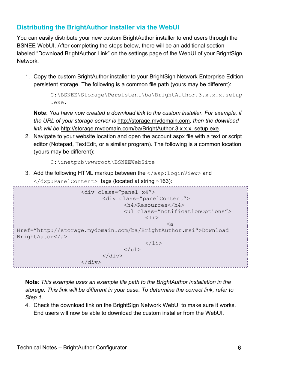 BrightSign BSNEE Configurator Tech Note v.1.04 User Manual | Page 6 / 7