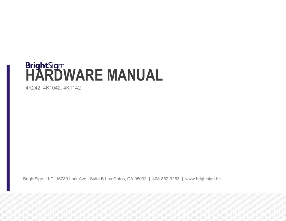 BrightSign 4K242 Hardware User Manual | 27 pages