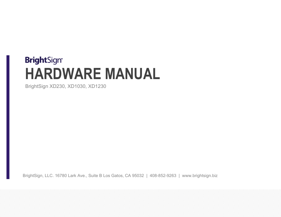 BrightSign XD230 Hardware User Manual | 23 pages