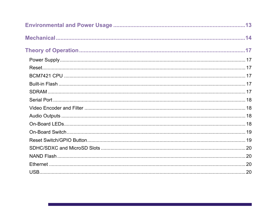 Environmental and power usage, Mechanical, Theory of operation | BrightSign XD230 Hardware User Manual | Page 3 / 23