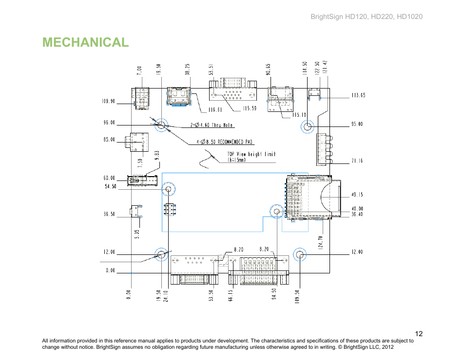 Mechanical | BrightSign HD120 Hardware User Manual | Page 15 / 21