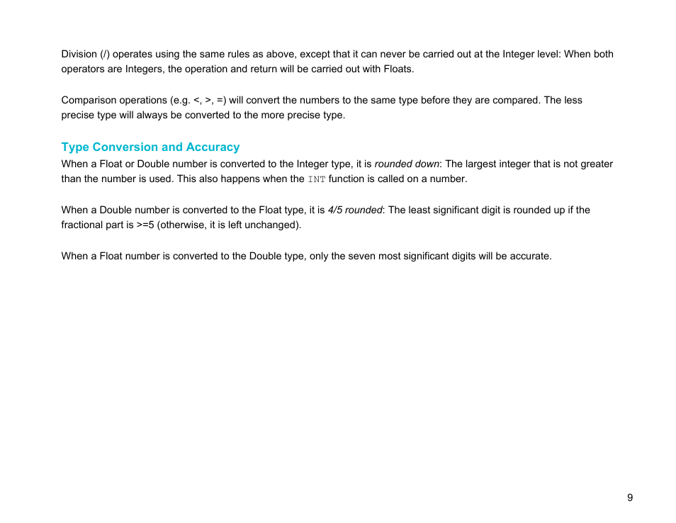 Type conversion and accuracy | BrightSign BrightScript 3.0 Reference Manual User Manual | Page 14 / 75