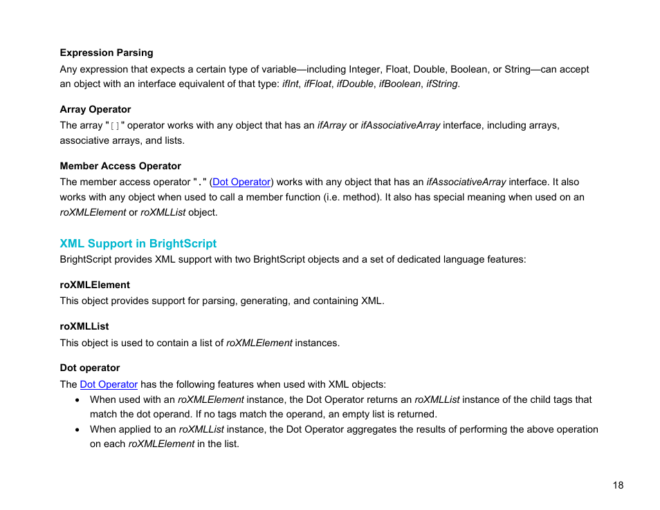 Xml support in brightscript | BrightSign BrightScript 3.0 Reference Manual User Manual | Page 23 / 75