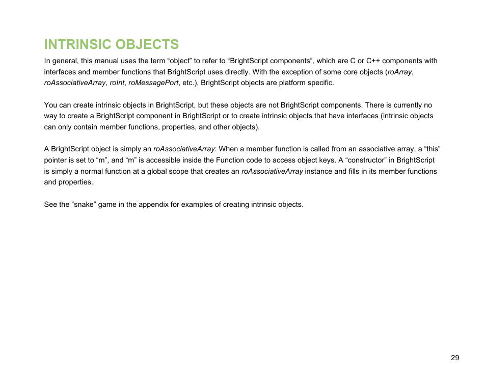 Intrinsic objects | BrightSign BrightScript 3.0 Reference Manual User Manual | Page 34 / 75