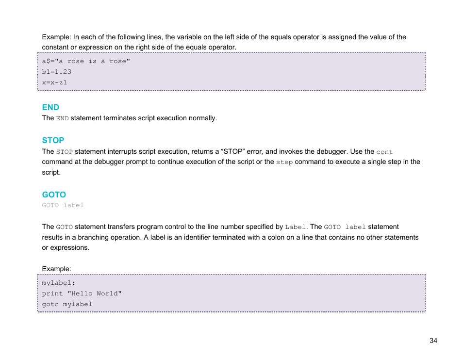 Stop, Goto | BrightSign BrightScript 3.0 Reference Manual User Manual | Page 39 / 75
