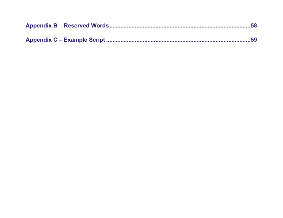 Appendix b – reserved words, Appendix c – example script | BrightSign BrightScript 3.0 Reference Manual User Manual | Page 5 / 75