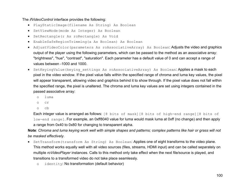 Ifvideocontrol | BrightSign Object Reference Manual (FW 5.1) User Manual | Page 108 / 341