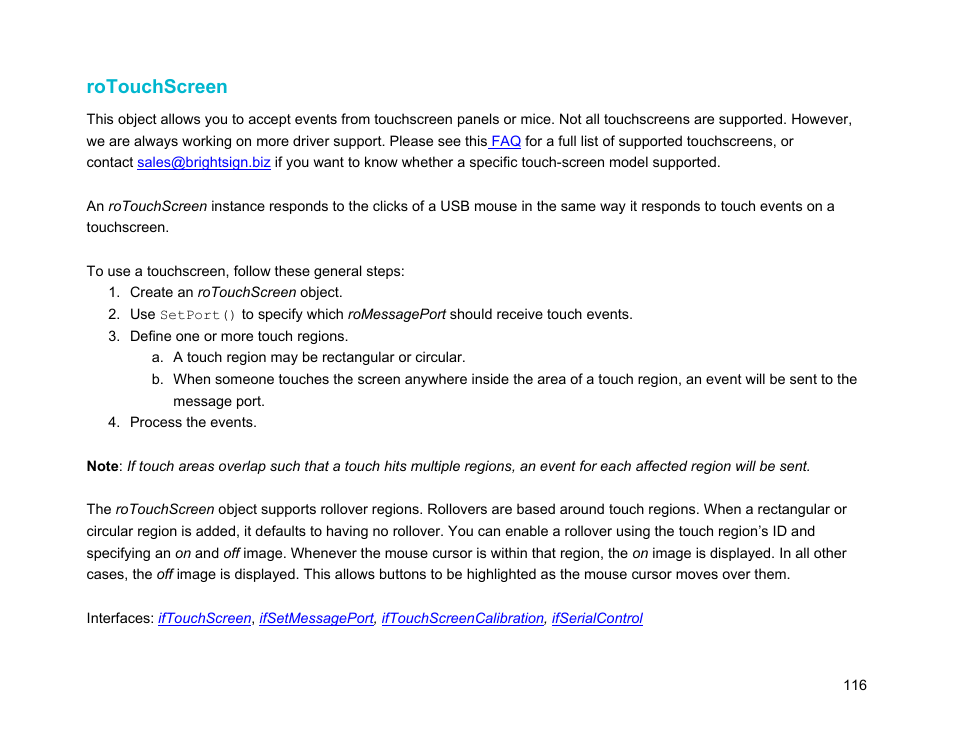 Rotouchscreen | BrightSign Object Reference Manual (FW 5.1) User Manual | Page 124 / 341