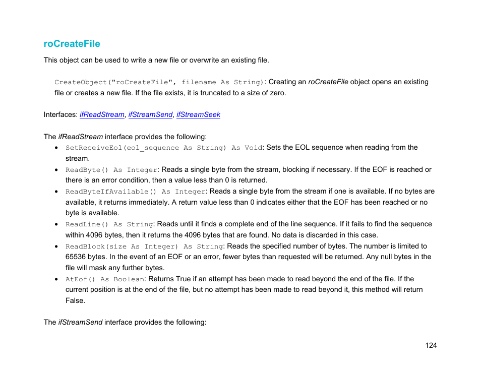 Rocreatefile | BrightSign Object Reference Manual (FW 5.1) User Manual | Page 132 / 341