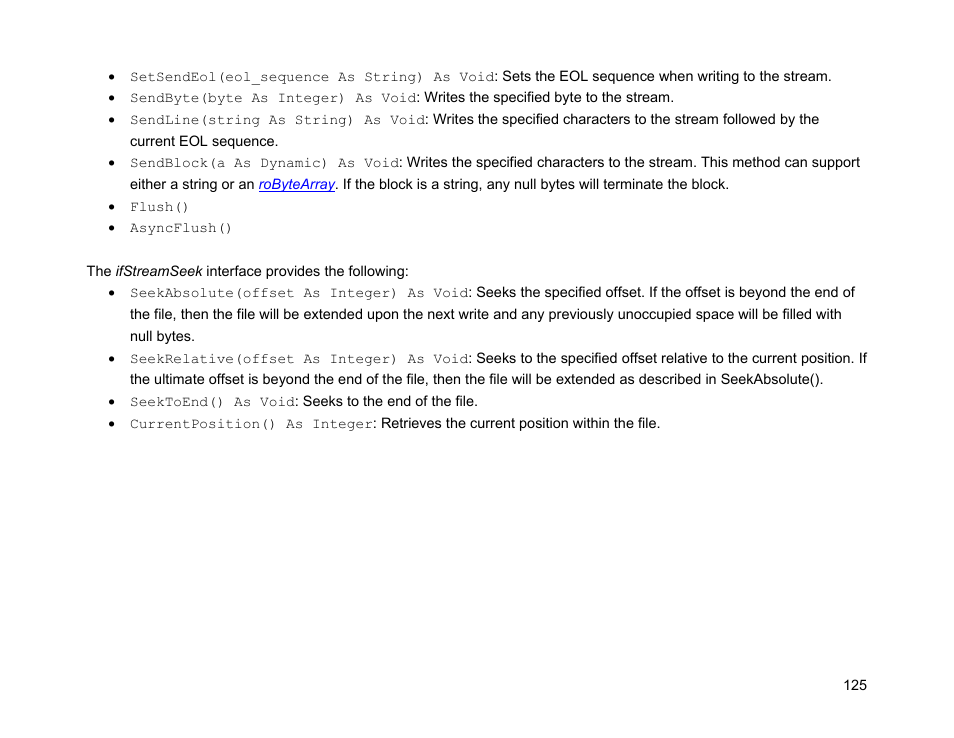 Ifstreamseek | BrightSign Object Reference Manual (FW 5.1) User Manual | Page 133 / 341