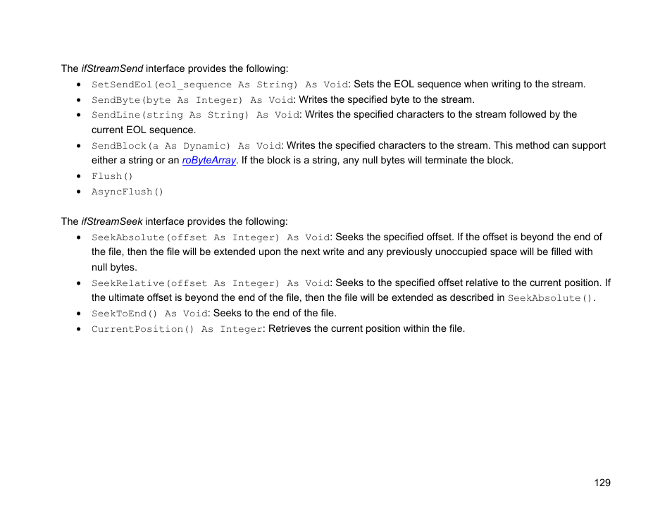 Ifstreamsend, Ifstreamseek | BrightSign Object Reference Manual (FW 5.1) User Manual | Page 137 / 341