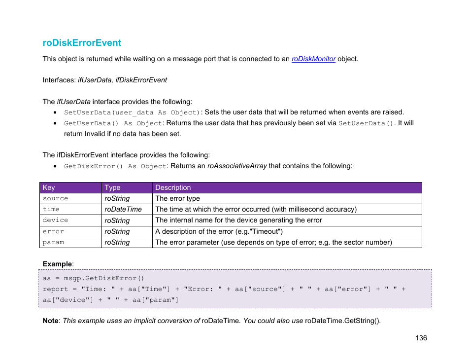 Rodiskerrorevent | BrightSign Object Reference Manual (FW 5.1) User Manual | Page 144 / 341