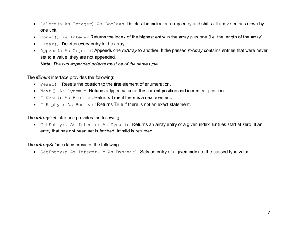 Ifenum, Ifarrayget, Ifarrayset | BrightSign Object Reference Manual (FW 5.1) User Manual | Page 15 / 341