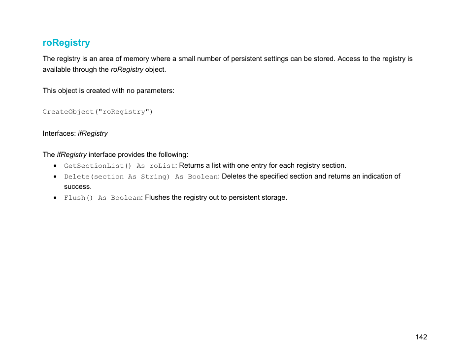Roregistry | BrightSign Object Reference Manual (FW 5.1) User Manual | Page 150 / 341