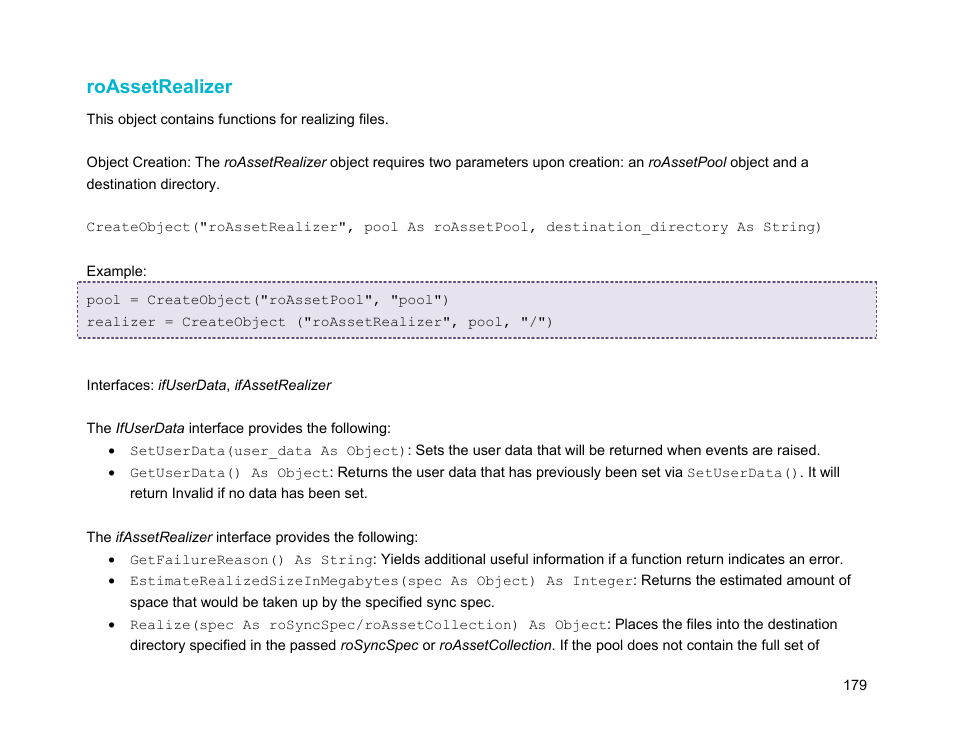 Roassetrealizer | BrightSign Object Reference Manual (FW 5.1) User Manual | Page 187 / 341