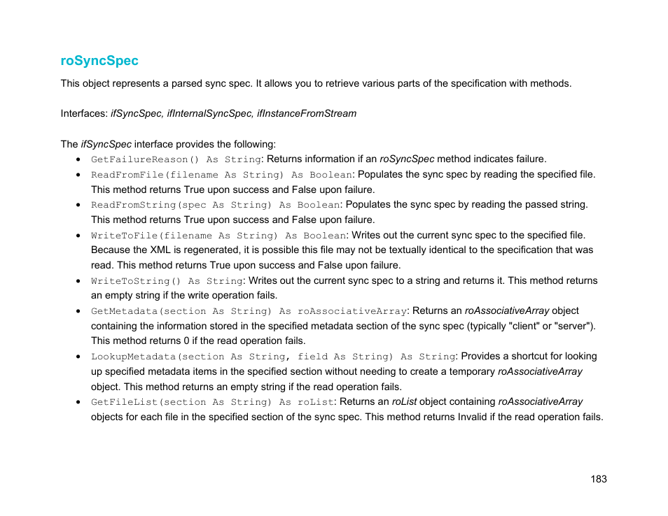 Rosyncspec | BrightSign Object Reference Manual (FW 5.1) User Manual | Page 191 / 341