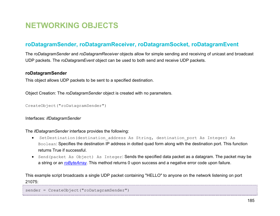 Networking objects | BrightSign Object Reference Manual (FW 5.1) User Manual | Page 193 / 341