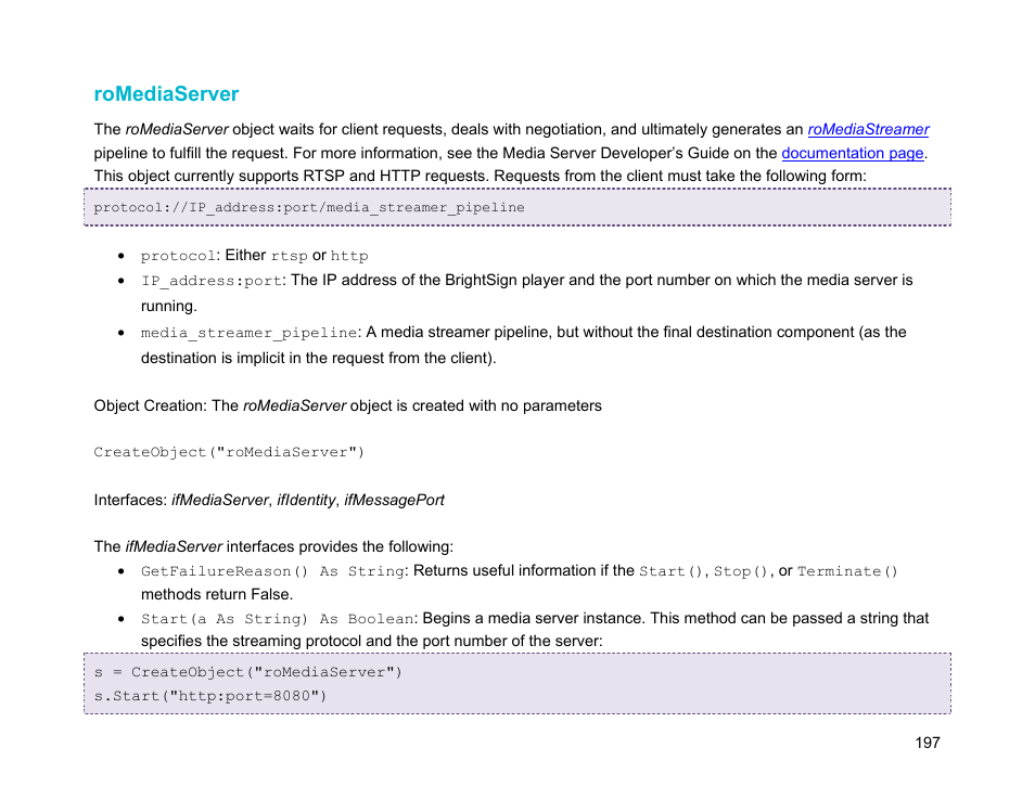 Romediaserver | BrightSign Object Reference Manual (FW 5.1) User Manual | Page 205 / 341