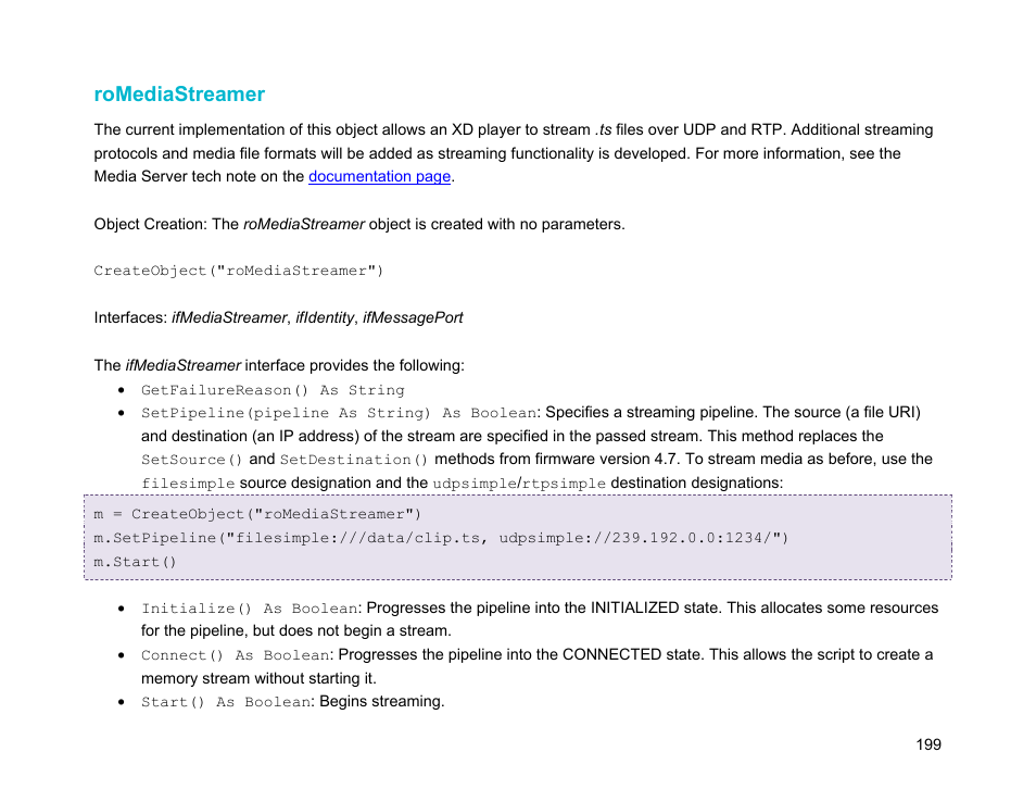Romediastreamer | BrightSign Object Reference Manual (FW 5.1) User Manual | Page 207 / 341