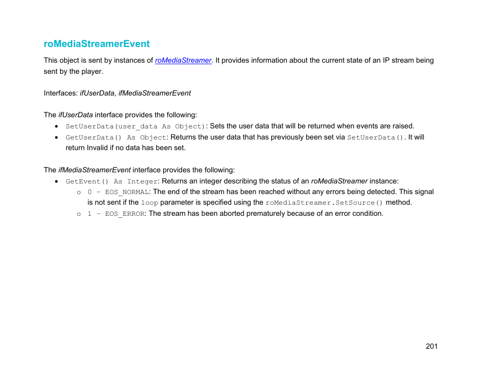 Romediastreamerevent | BrightSign Object Reference Manual (FW 5.1) User Manual | Page 209 / 341