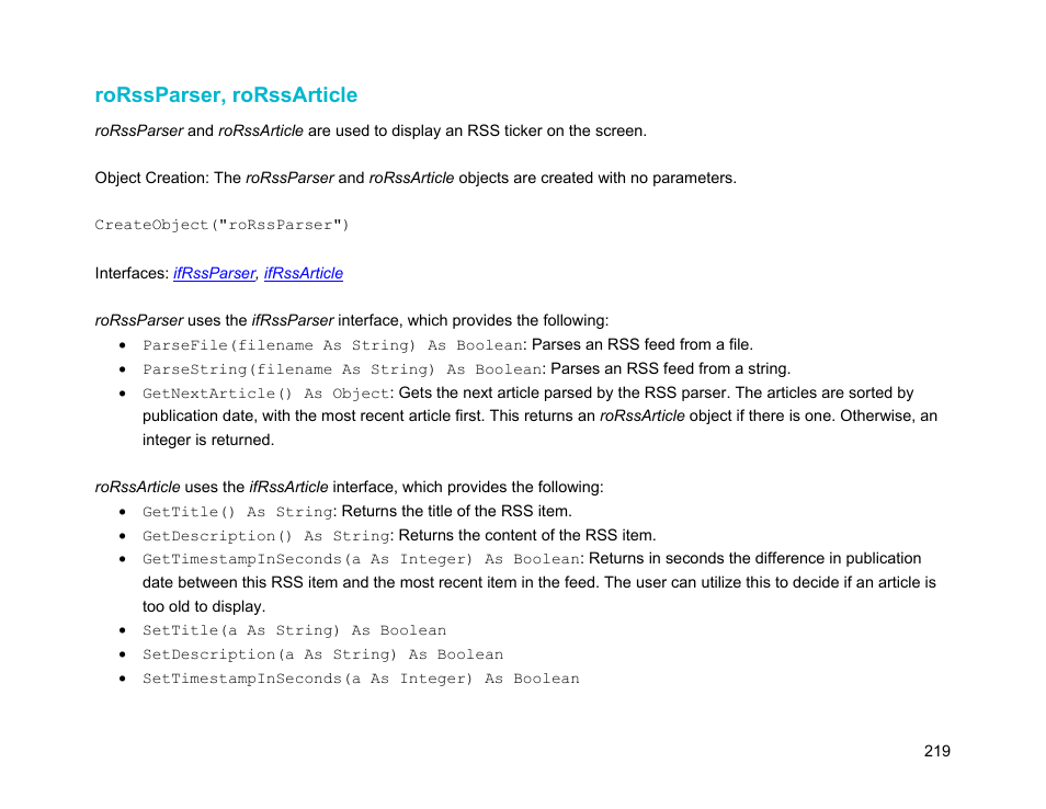 Rorssparser, rorssarticle | BrightSign Object Reference Manual (FW 5.1) User Manual | Page 227 / 341