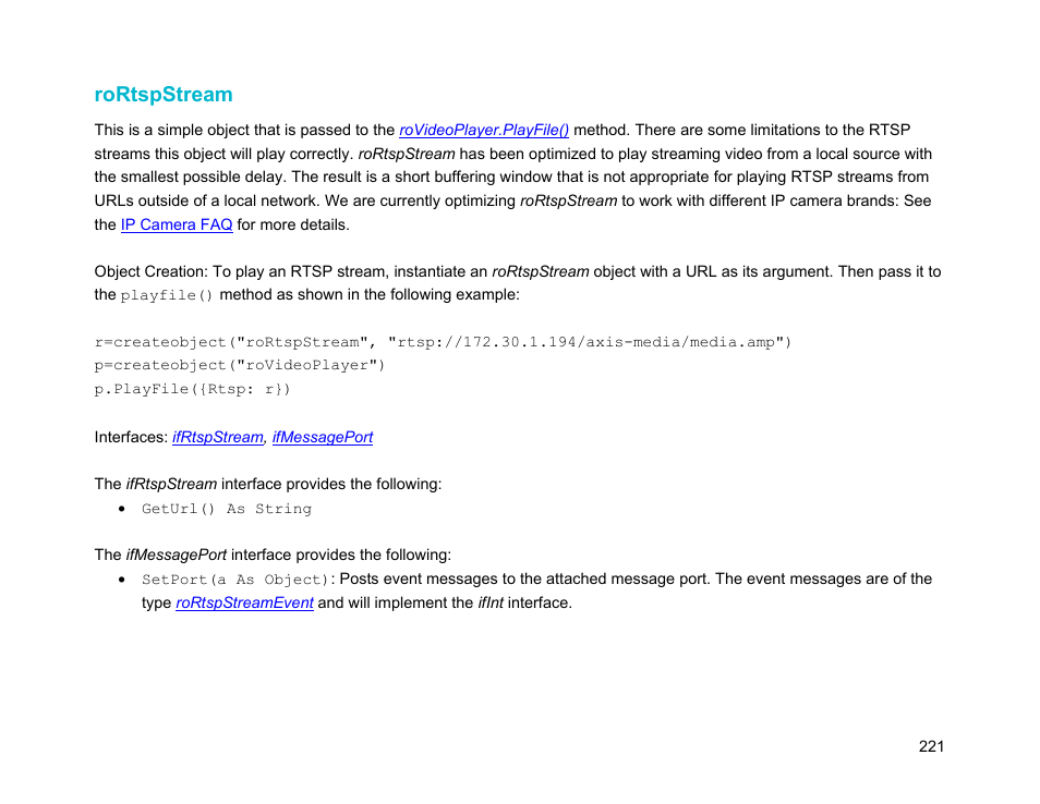 Rortspstream | BrightSign Object Reference Manual (FW 5.1) User Manual | Page 229 / 341
