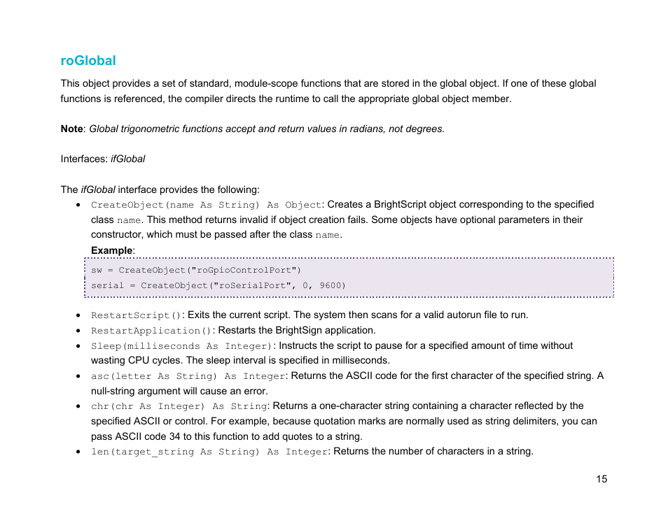 Roglobal | BrightSign Object Reference Manual (FW 5.1) User Manual | Page 23 / 341