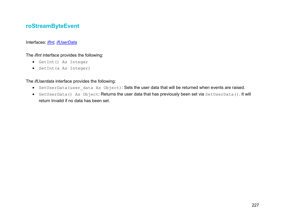 Rostreambyteevent | BrightSign Object Reference Manual (FW 5.1) User Manual | Page 235 / 341