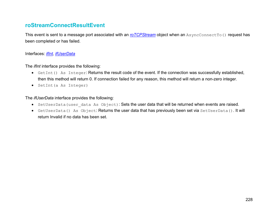 Rostreamconnectresultevent | BrightSign Object Reference Manual (FW 5.1) User Manual | Page 236 / 341