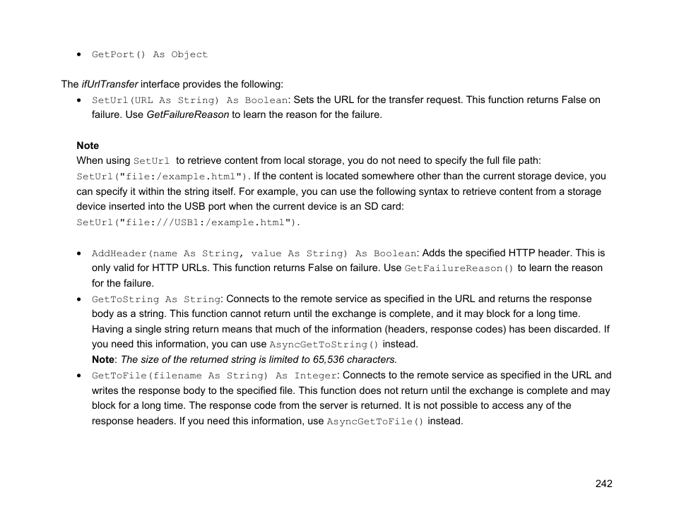 Ifurltransfer | BrightSign Object Reference Manual (FW 5.1) User Manual | Page 250 / 341