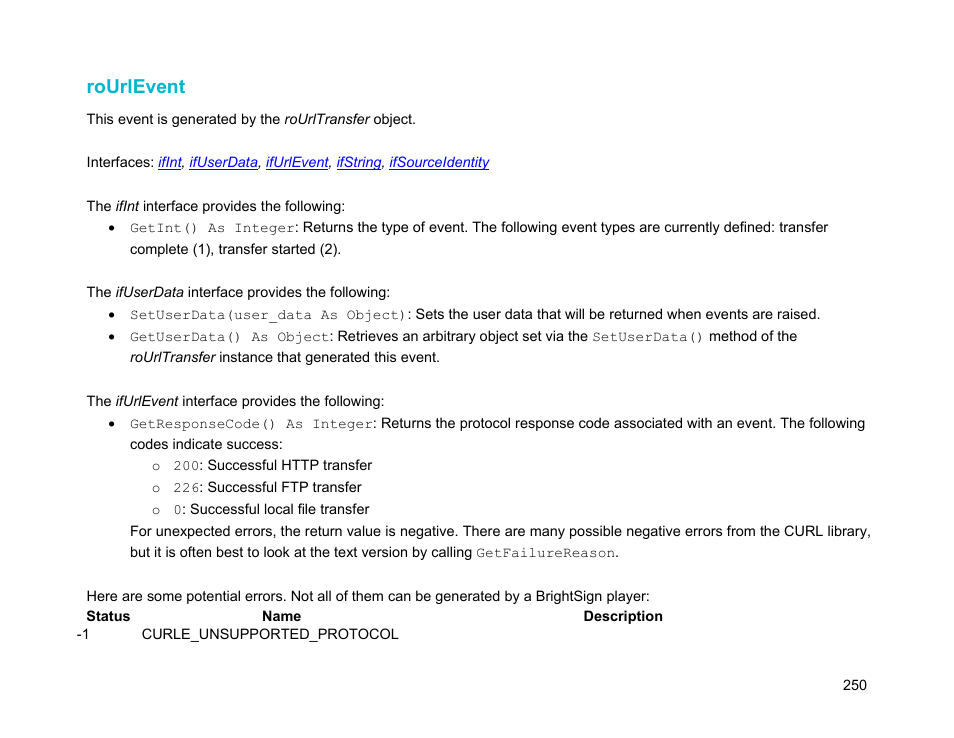 Rourlevent | BrightSign Object Reference Manual (FW 5.1) User Manual | Page 258 / 341