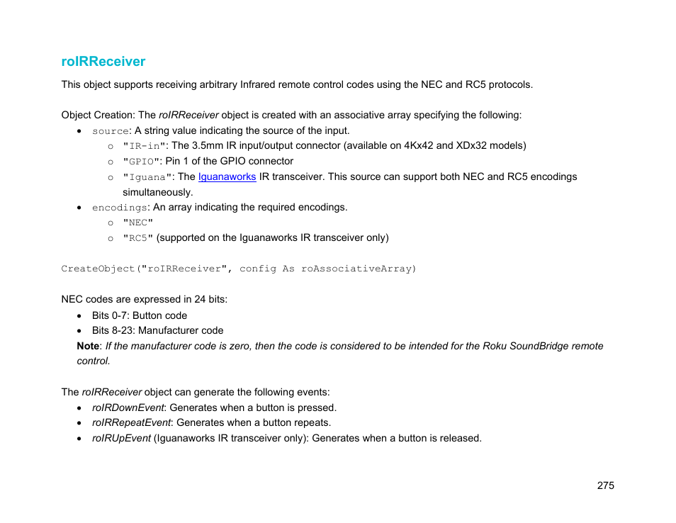 Roirreceiver | BrightSign Object Reference Manual (FW 5.1) User Manual | Page 283 / 341