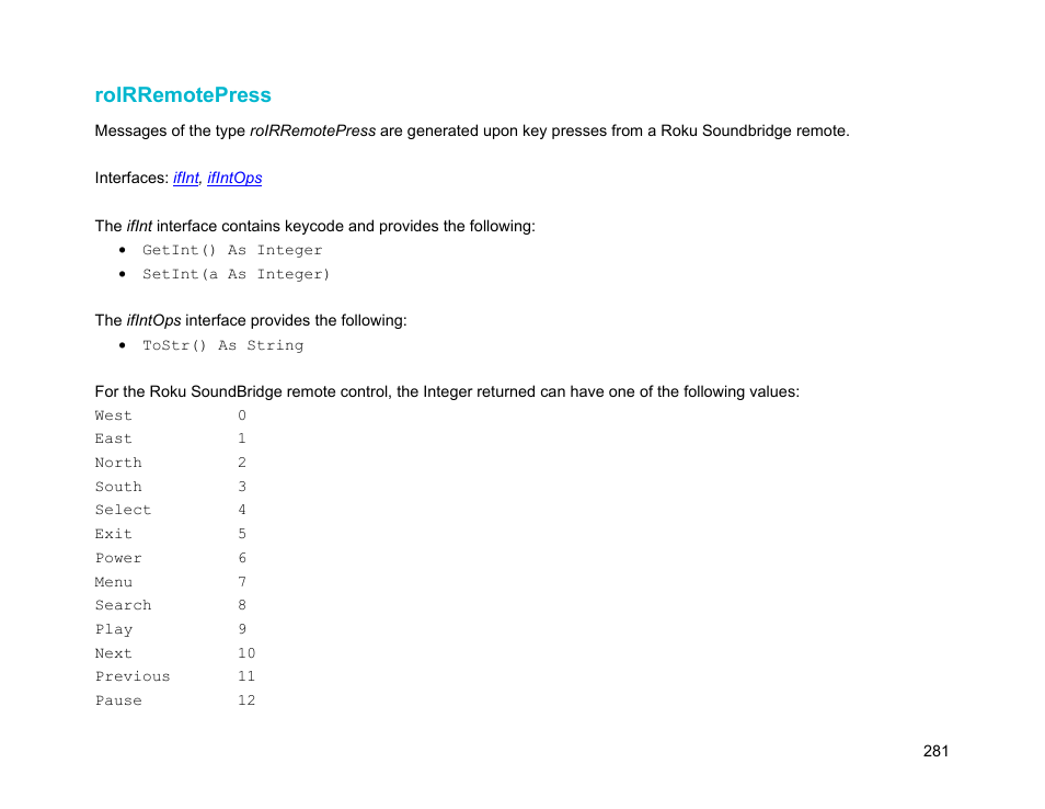 Roirremotepress | BrightSign Object Reference Manual (FW 5.1) User Manual | Page 289 / 341