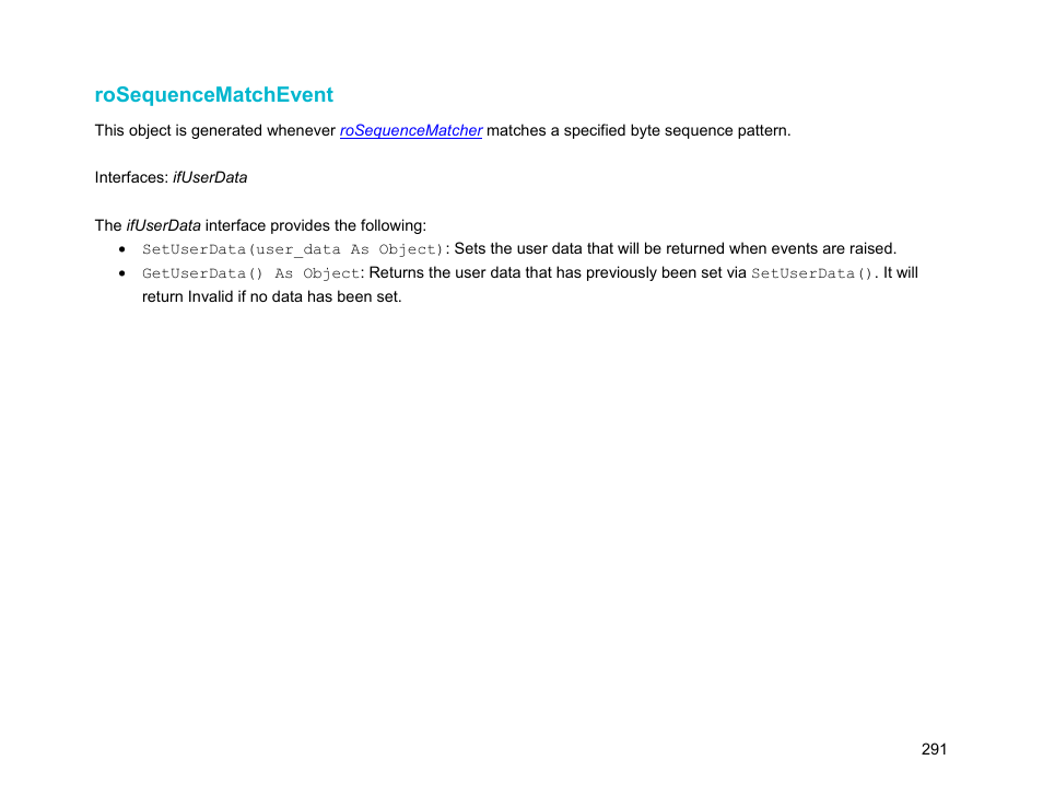 Rosequencematchevent | BrightSign Object Reference Manual (FW 5.1) User Manual | Page 299 / 341
