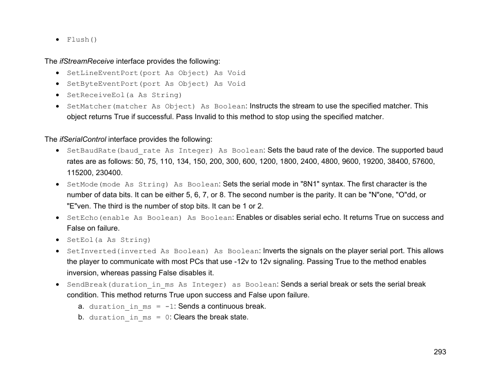 Ifstreamreceive, Ifserialcontrol | BrightSign Object Reference Manual (FW 5.1) User Manual | Page 301 / 341