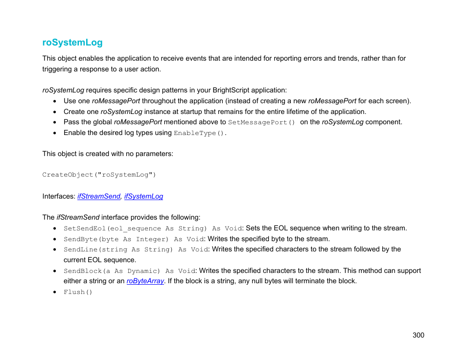Rosystemlog | BrightSign Object Reference Manual (FW 5.1) User Manual | Page 308 / 341