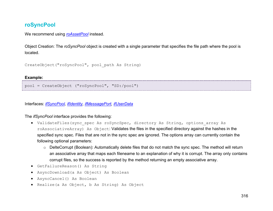 Rosyncpool | BrightSign Object Reference Manual (FW 5.1) User Manual | Page 324 / 341