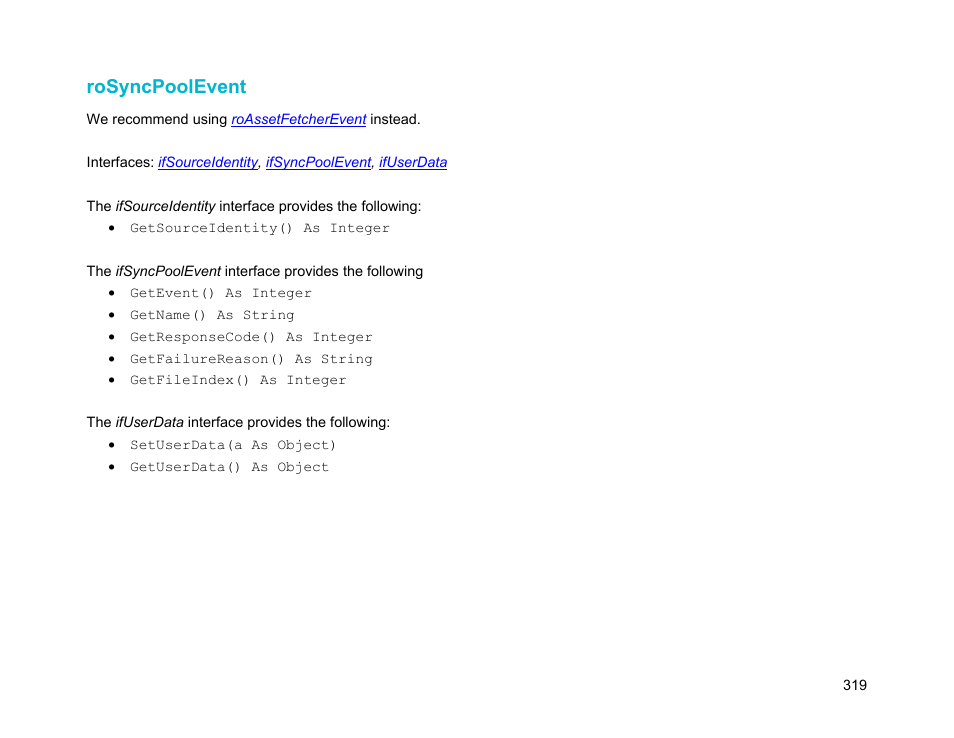 Rosyncpoolevent | BrightSign Object Reference Manual (FW 5.1) User Manual | Page 327 / 341