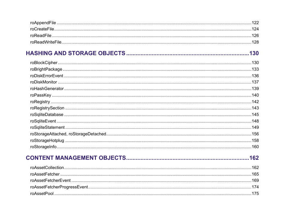 Hashing and storage objects, Content management objects | BrightSign Object Reference Manual (FW 5.1) User Manual | Page 4 / 341