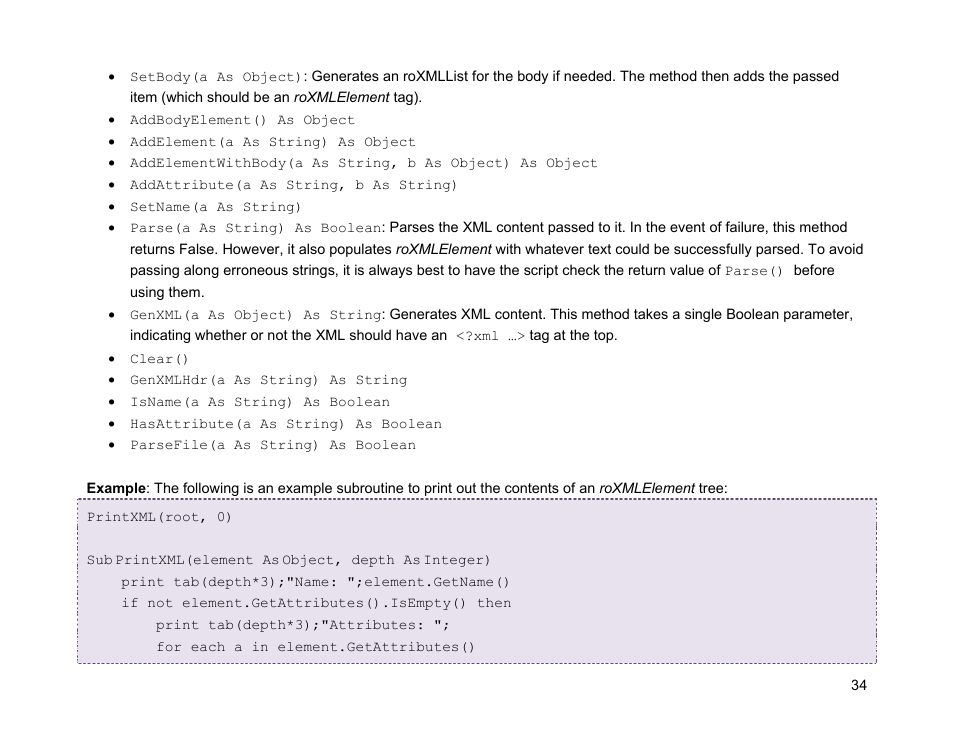 Setbody(), Genxml() | BrightSign Object Reference Manual (FW 5.1) User Manual | Page 42 / 341
