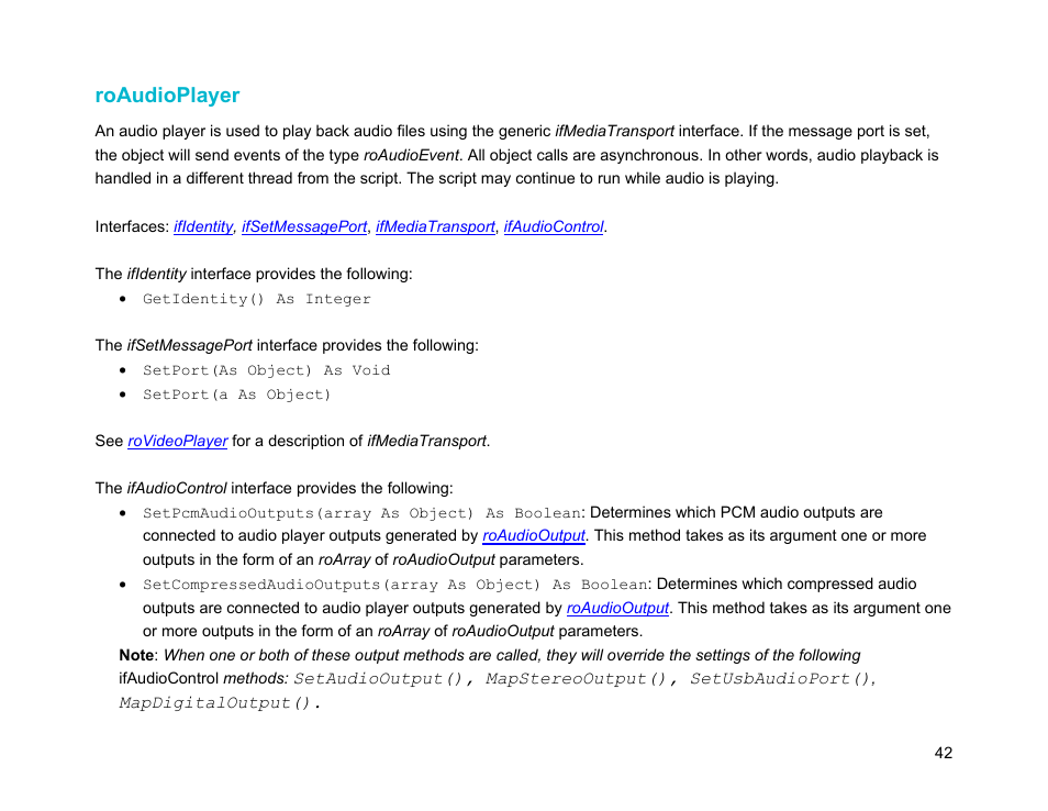 Roaudioplayer | BrightSign Object Reference Manual (FW 5.1) User Manual | Page 50 / 341