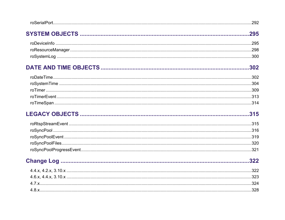 System objects, Date and time objects, Legacy objects | Change log | BrightSign Object Reference Manual (FW 5.1) User Manual | Page 7 / 341