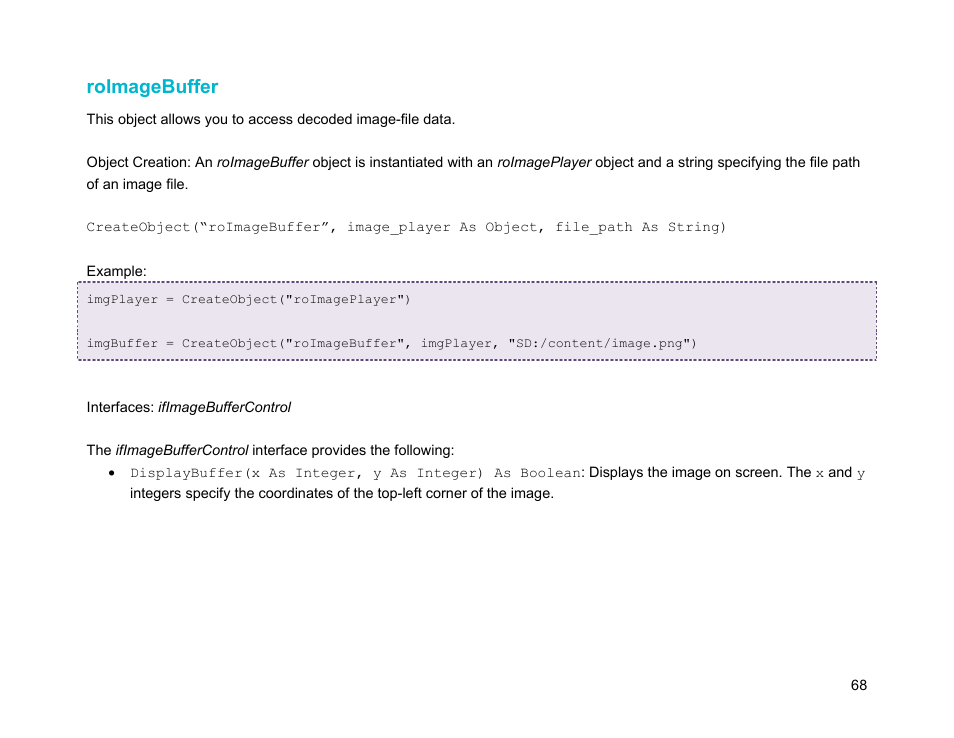 Roimagebuffer | BrightSign Object Reference Manual (FW 5.1) User Manual | Page 76 / 341